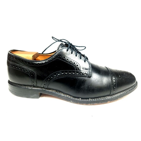 Allen Edmonds Sanford Shoes Mens 9 D Black Derby Lace Up Cap  display picture 1